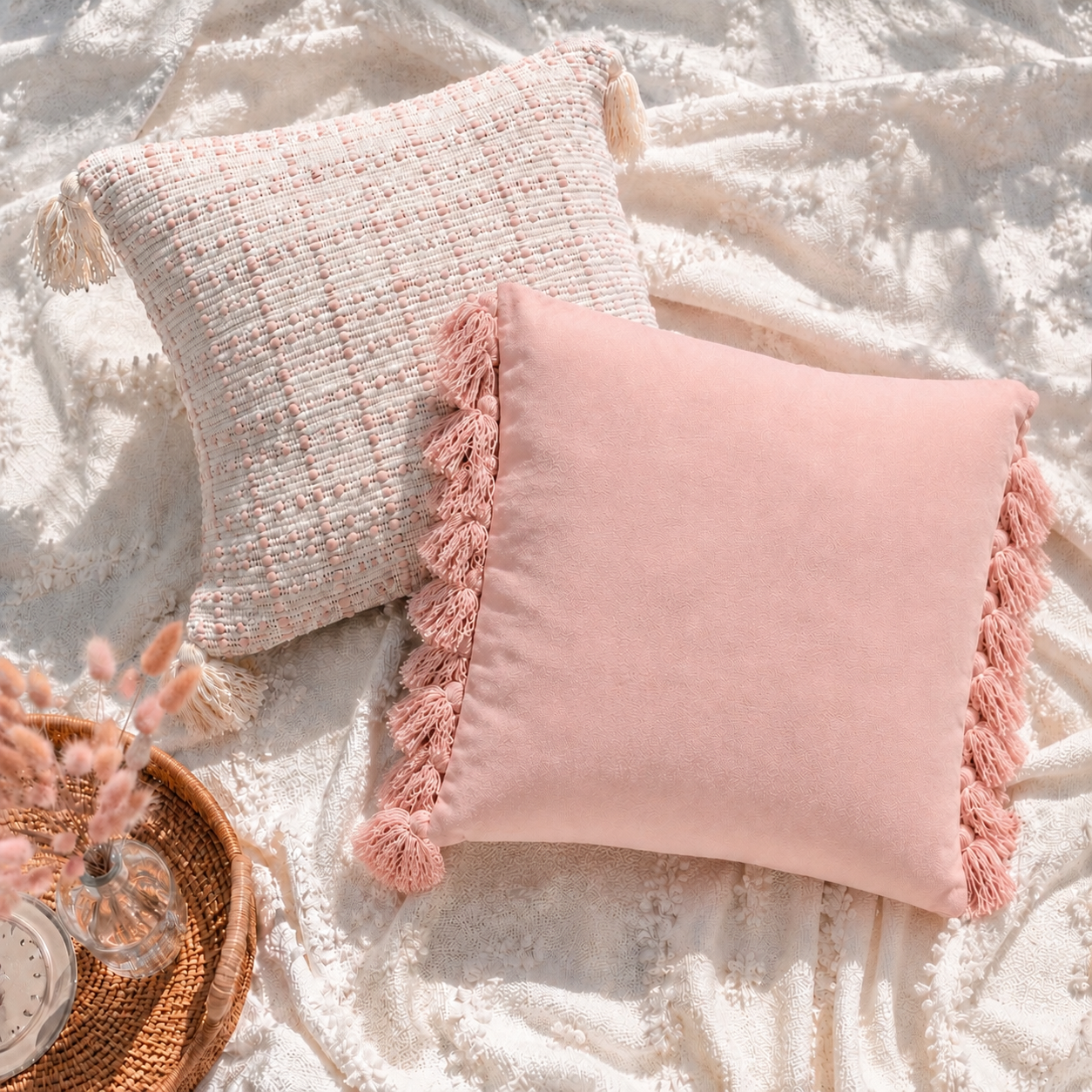 Mixed Blush Pink Cushions - For Hire