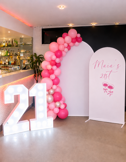 Twin Arch Set - 2mx1m and 1.8mx0.8m Arch Backdrop with White Covers - For Hire