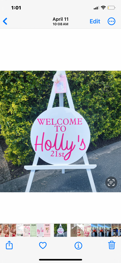 Custom White Acrylic Sign with Vinyl (No Holes) - For Hire