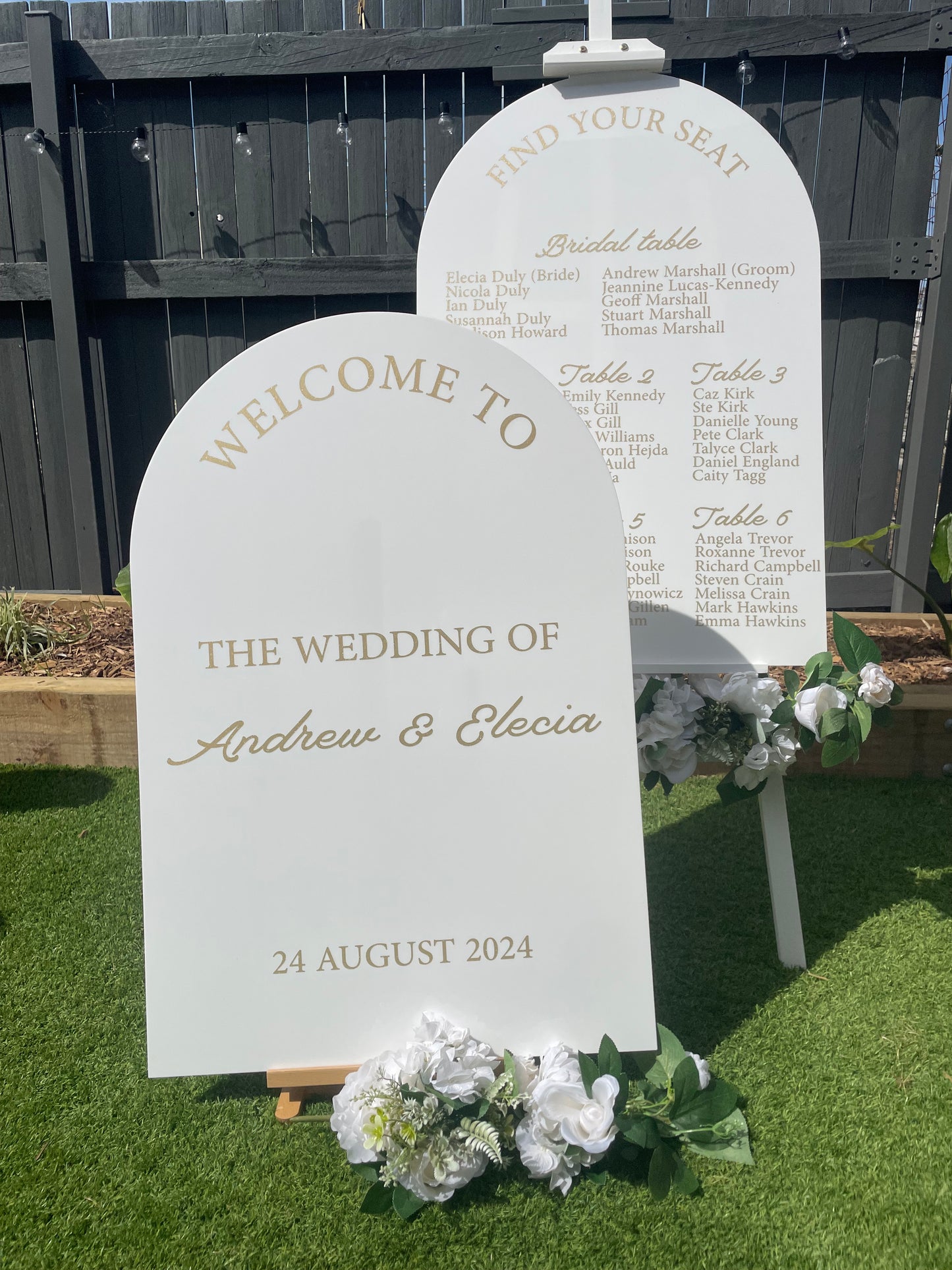 Custom White A1 Acrylic Arch Sign - For Hire