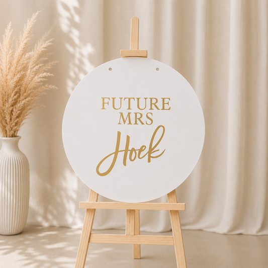 Custom White Acrylic Round Sign with Vinyl (With Holes) - For Hire