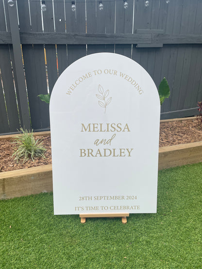 Custom White A1 Acrylic Arch Sign - For Hire