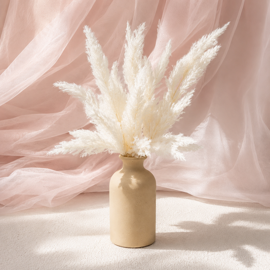 White Pampas Table Arrangement - For Hire