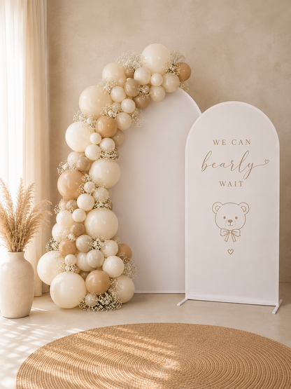 Twin Arch Set - 2mx1m and 1.8mx0.8m Arch Backdrop with White Covers - For Hire