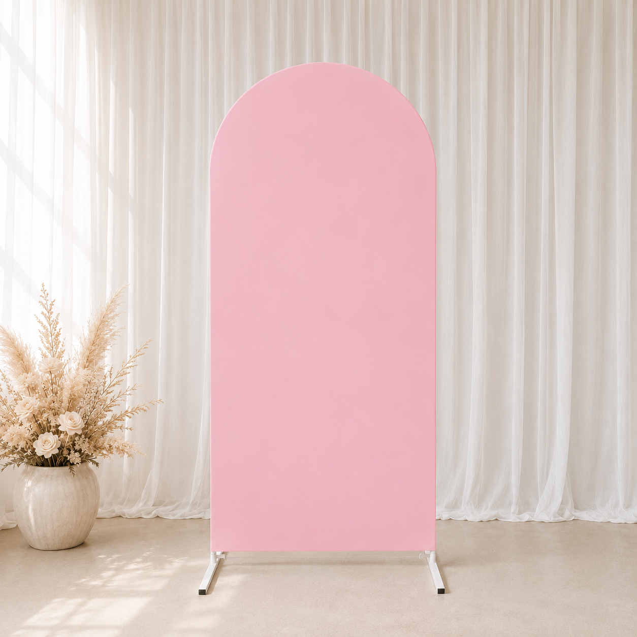 2mx1m Arch Backdrop with Pink Cover - For Hire