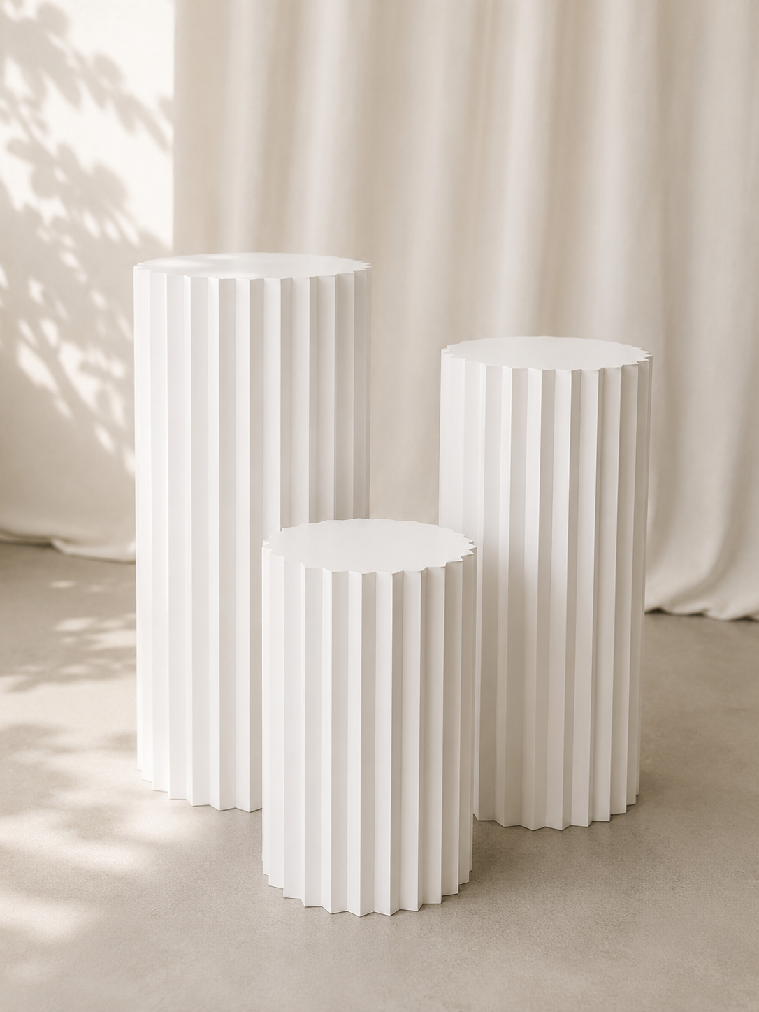 White Ripple Plinths - For Hire