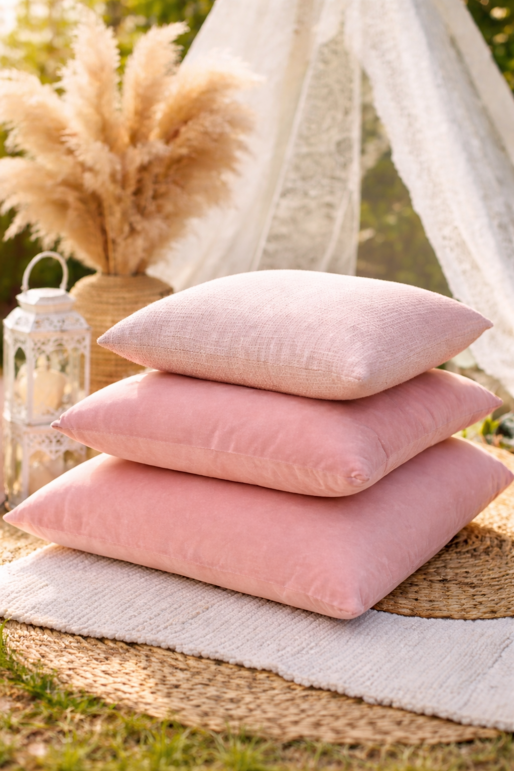 Mixed Blush Pink Cushions - For Hire